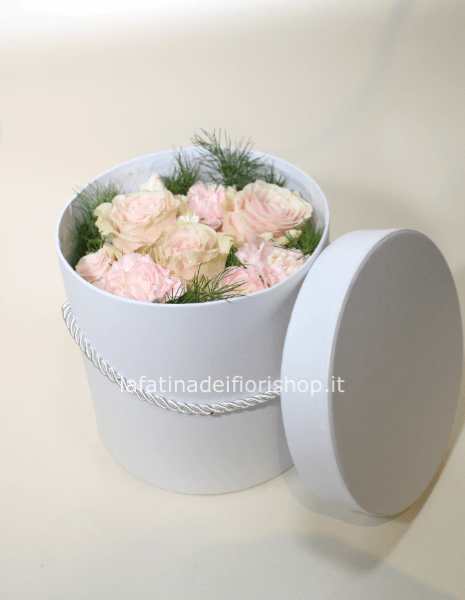 Flower box di 3 rose interne rosa